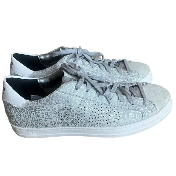 P448 John Silver Leopard Print Low Top Sneakers - Picture 1 of 14